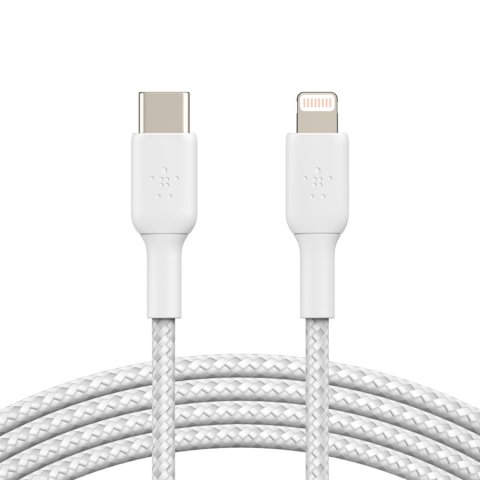 Cable Belkin Caa004bt1mwh Usb-c A Lightning Trenzado Boost Charge 1m Color Blanco