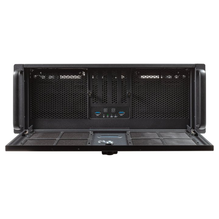 Caja Rack 19" Unykach 4u Atx Color Plata Negro 3 Bahias 1xusb3.0 1xusb-c F.a Atx reduntante