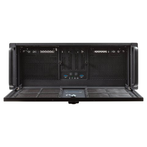 Caja Rack 19" Unykach 4u Atx Color Plata Negro 3 Bahias 1xusb3.0 1xusb-c F.a Atx reduntante