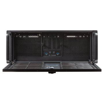 Caja Rack 19" Unykach Uk51918 4u Atx Color Plata Negro 3 Bahias 1x Usb3.0 1xusb-c F.a Atx  Redundante Cierre Con Llave 2