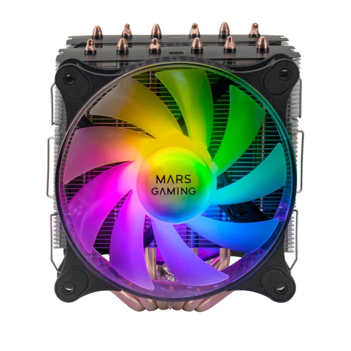 Ventilador Con Disipador Para Cpu Mars Gaming Mcpu-xt Black Dual Argb 6 Heatpipes Tdp 300w Doble Disipador De De Alta Densida