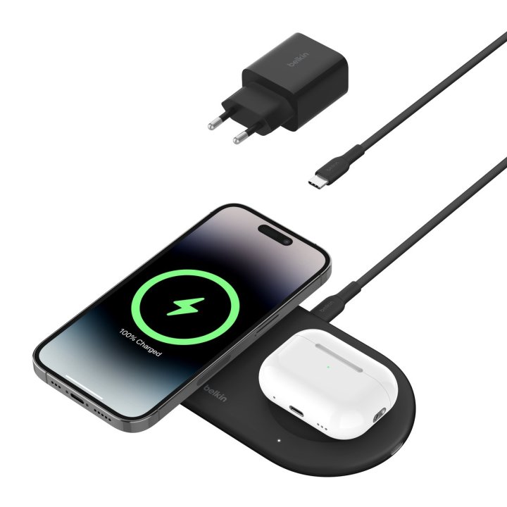 Base De Carga Inalambrica Doble Belkin Wiz021vfbk 15 Qi2 Boost Charge Color Negro
