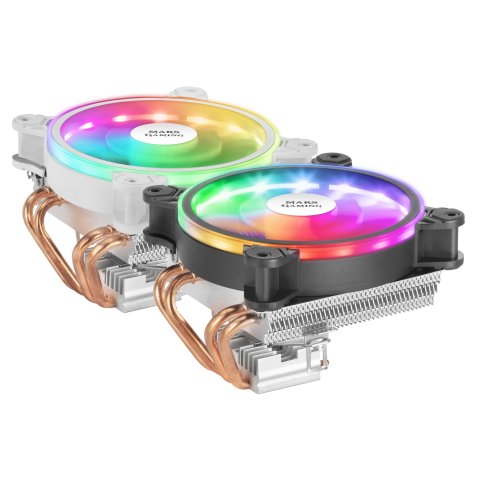 Ventilador Con Disipador Para Cpu Mars Gaming Mcpu220 Black Iluminacion Dual Argb Perfil Bajo Disipador De Aluminio Y Ventila