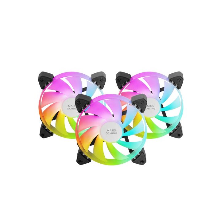 Kit 3xventilador Interno Argb Mars Gaming Mf-3a Kit Black 12x12cm Argb Rainbow