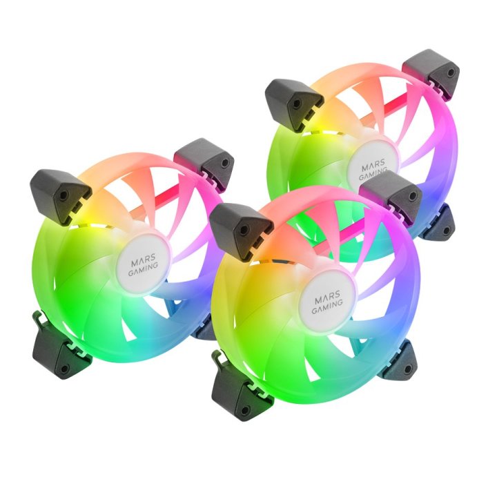 Kit 3xventilador Interno Argb Mars Gaming Mf-3a Kit Black 12x12cm Argb Rainbow