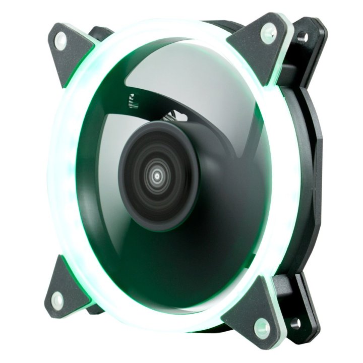 Ventilador Interno Unyka Candy 120mm Anillo Led Verde 7 Aspas 1400rpm