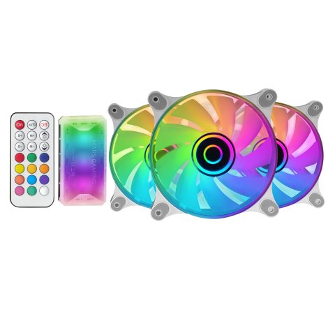Kit 3xventilador Interno Argb Mars Gaming Mf-3d Kit White 12x12cm Argb Efecto Espejo Infinito