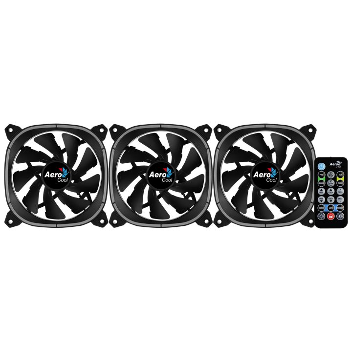 Pack 3xventiladores + Hub H66f Y Controladora Aerocool Astro12pro Argb 120mm Diseño En Fibra De Carbono Antivibacion