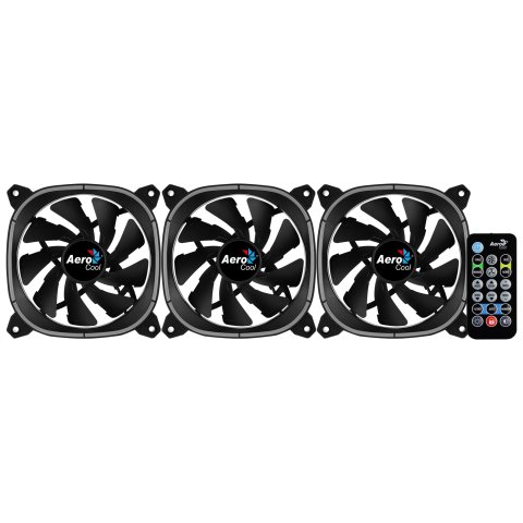 Pack 3xventiladores + Hub H66f Y Controladora Aerocool Astro12pro Argb 120mm Diseño En Fibra De Carbono Antivibacion