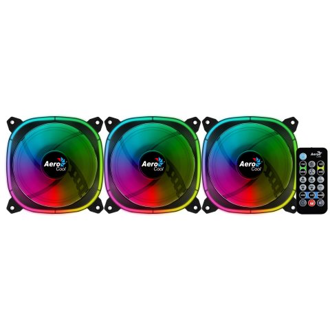 Pack 3xventiladores + Hub H66f Y Controladora Aerocool Astro12pro Argb 120mm Diseño En Fibra De Carbono Antivibacion