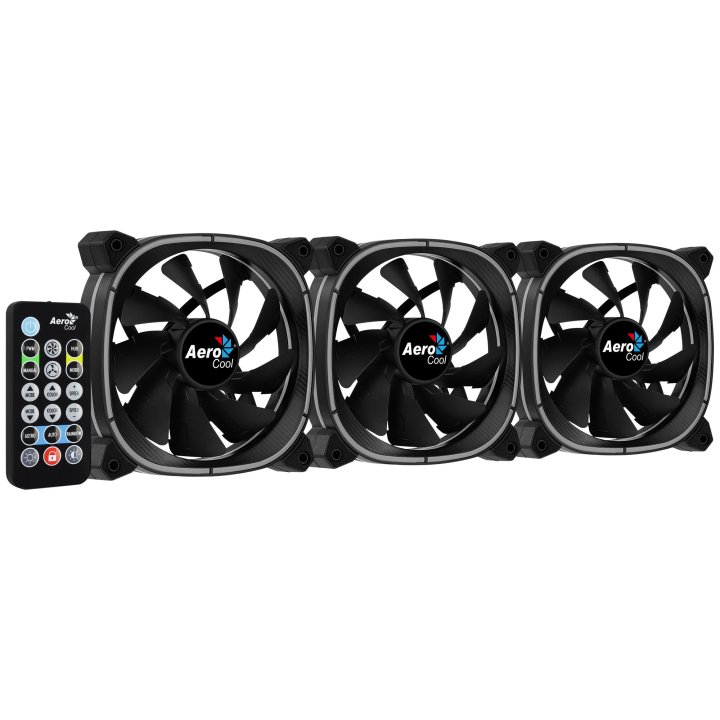 Pack 3xventiladores + Hub H66f Y Controladora Aerocool Astro12pro Argb 120mm Diseño En Fibra De Carbono Antivibacion