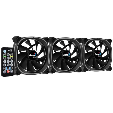 Pack 3xventiladores + Hub H66f Y Controladora Aerocool Astro12pro Argb 120mm Diseño En Fibra De Carbono Antivibacion