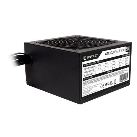 Fuente De Alimentacion Unykach Atx Courage Ii 750w Pfc Activo Full Range Alta Eficiencia Ventilador Silencioso 120mm