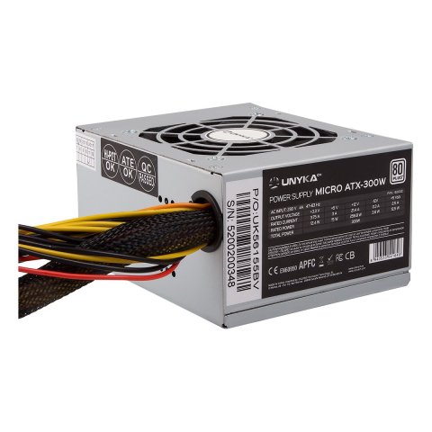 Fuente De Alimentacion Unykach Sfx 52002 300w 85% De Eficiencia Energetica Apfc Activo Ventilador 80mm Silencioso