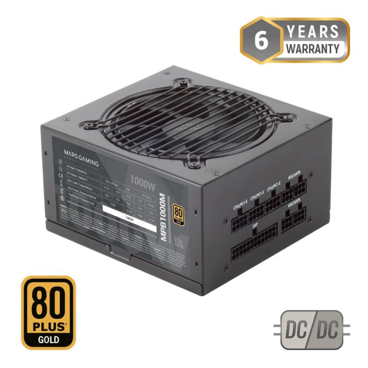 Fuente De Alimentacion Mars Gaming 1000w Modular Certificacion 80+ Gold, Pfc Activo