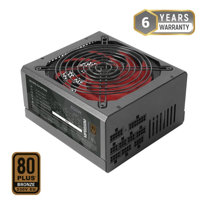 Fuente De Alimentacion Mars Gaming 850w Modular Certificacion 80+ Bronze, Pfc Activo