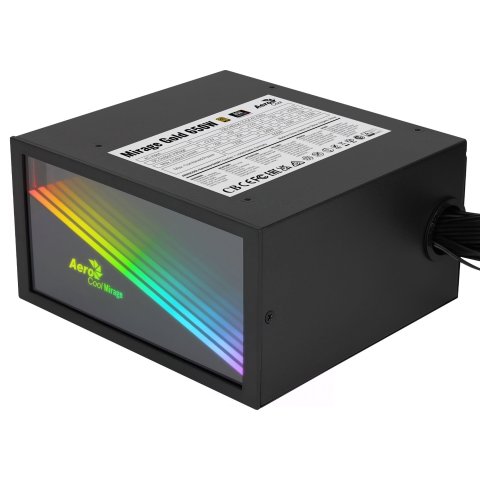 Fuente Alimentacion Aerocool Mirage 650w Certificado 80 Plus Gold Pfc Activo, Vent. 12x12cm Ultra Silencioso Haswell Rgb Infi