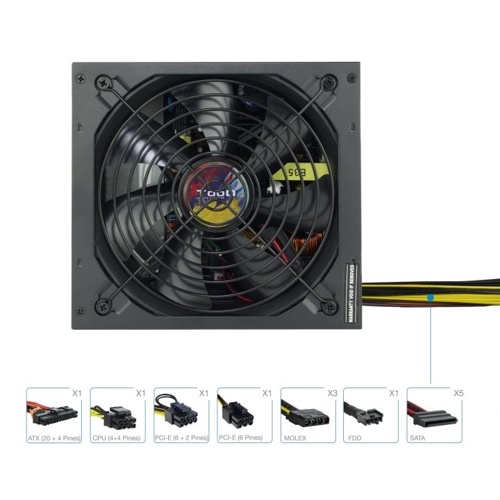 Fuente De Alimentacion Tooq Tqapolo-700sp 700w Fan 12cm 5 Sata 3 Molex 2 Pcie (6+2 Y 6) Interruptor Negra Destinada A Reparac