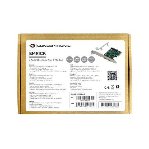 Controladora Pcie Conceptronic Emrick07g Pcie X4 2 Puertos Usb 3.2 Gen2 (2xusb-c)