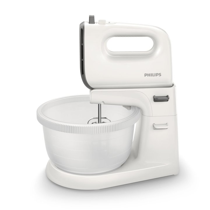 Amasadora Philips Hr3745 00 Color Blanco Doble Varilla Motor 450w 5 Velocidades Y Turbo Recipiente 3l