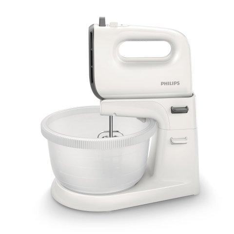 Amasadora Philips Hr3745 00 Color Blanco Doble Varilla Motor 450w 5 Velocidades Y Turbo Recipiente 3l