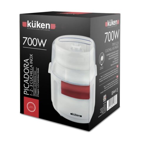 Picadora Electrica Kuken Doble Cuchilla Capacidad 0.7litros 700w Color Blanco rojo