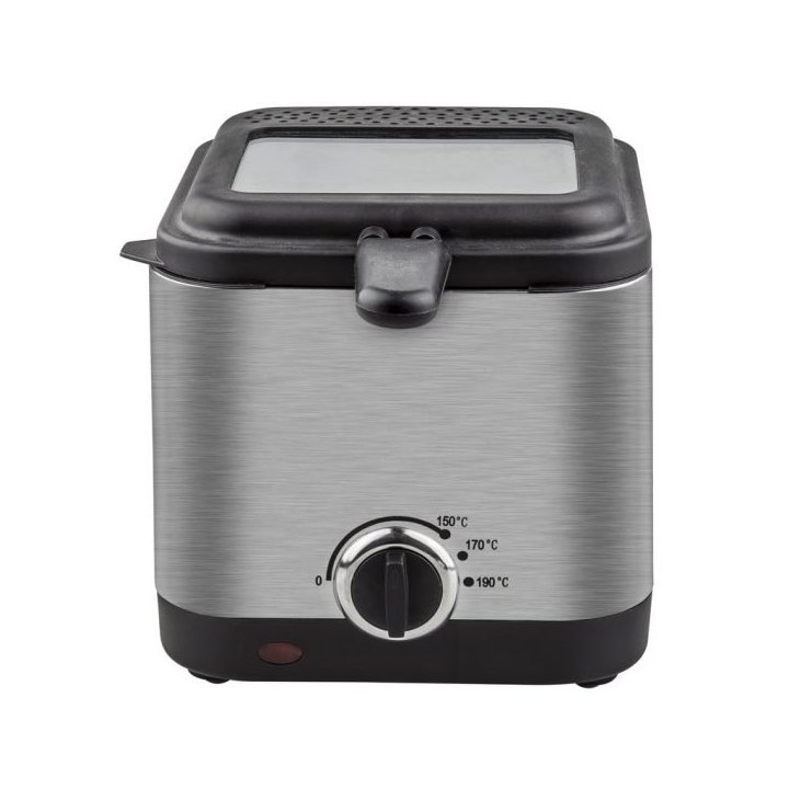 Freidora Kuken Capacidad 1.5l Acero Inox Cuerpo Y Tapa Con Ventana De Cristal 900w