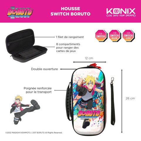 Funda Konix Switch Boruto World Compatible Con Switch Y Version Lite Red Almacenaje 8 Cartuchos Kx-bp-boru-world