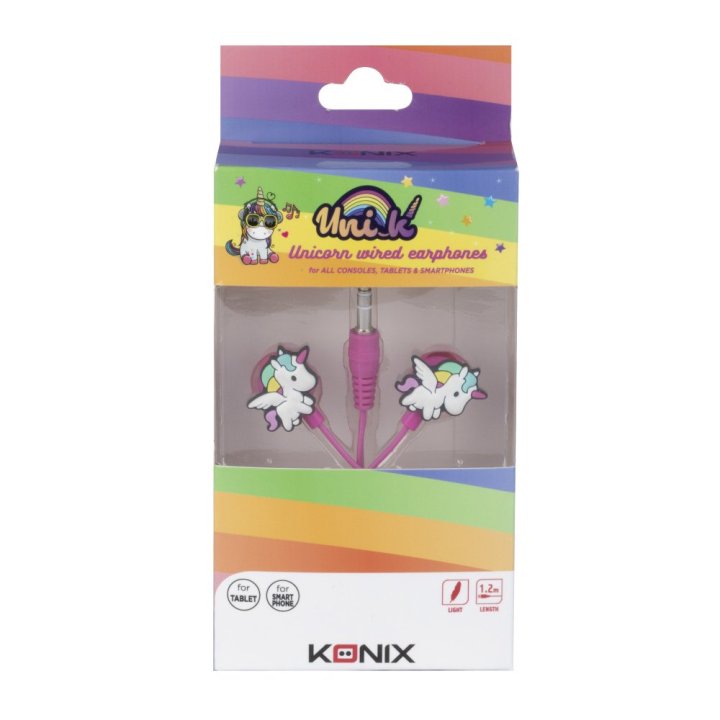 Auricular Intrauditivo Konix Unik In-ear Headphone Color Rosa Diseño Unicornios Kx-earp-unik