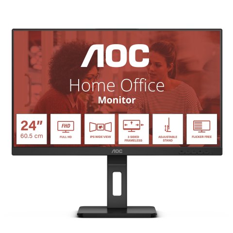 Monitor Aoc 24" 24e3qaf Displayport Hdmi Vga Audio Aur Full Hd 1920x1080 75hz 4ms Vesa