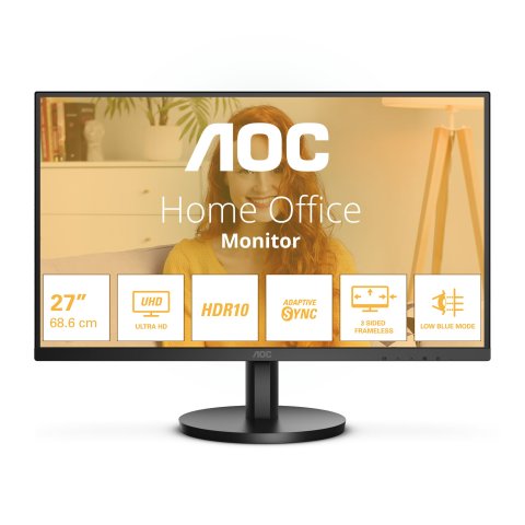 Monitor Aoc 27" U27b3m 2hdmi Displayport Auriculares Uhd 4k 3840x2160 60hz 4ms Altavoces Vesa 