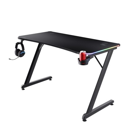 Mesa Gaming Trust 25184 10 Modos Iluminacion Rgb 120x60x76cm Control Tactil Portavasos Gancho Auriculares Max 150kg