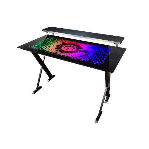 Talius Mesa Gaming Warship X1 Cristal Templado Rgb Soporte Elevador Monitor Stand Para Gamepads Y Headset