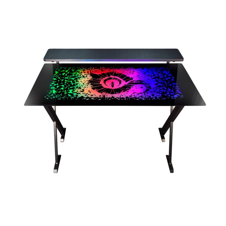 Talius Mesa Gaming Warship X1 Cristal Templado Rgb Soporte Elevador Monitor Stand Para Gamepads Y Headset