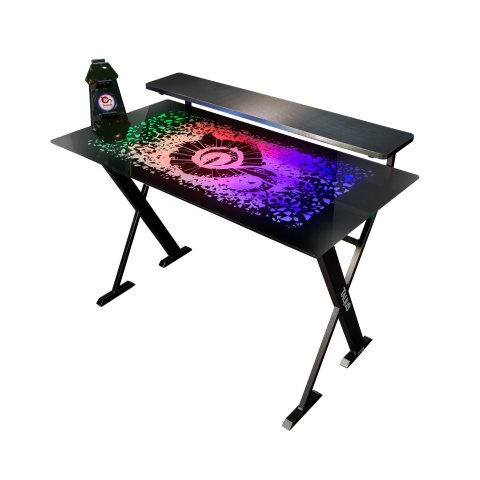 Talius Mesa Gaming Warship X1 Cristal Templado Rgb Soporte Elevador Monitor Stand Para Gamepads Y Headset