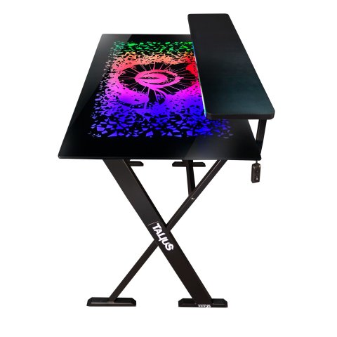 Talius Mesa Gaming Warship X1 Cristal Templado Rgb Soporte Elevador Monitor Stand Para Gamepads Y Headset