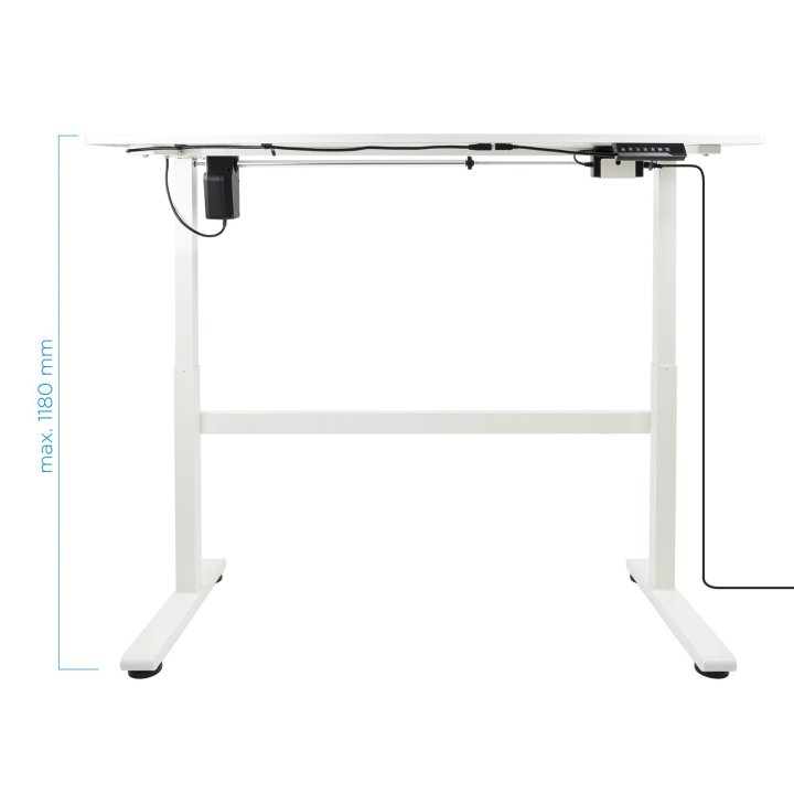 Mesa De Escritorio Motorizada Tooq Atlas White De Acero Y Tablero De Mdf 1400x600mm Alt. Reg.