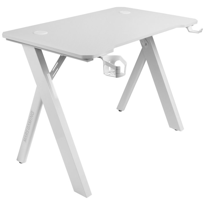 Mesa Mars Gaming Mgd Rgb Blanca Chasis Acero Tablero 100x60cm Altura 74cm Iluminacion Rgb