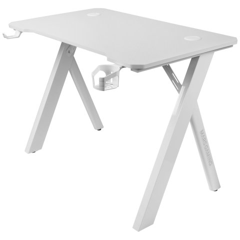 Mesa Mars Gaming Mgd Rgb Blanca Chasis Acero Tablero 100x60cm Altura 74cm Iluminacion Rgb