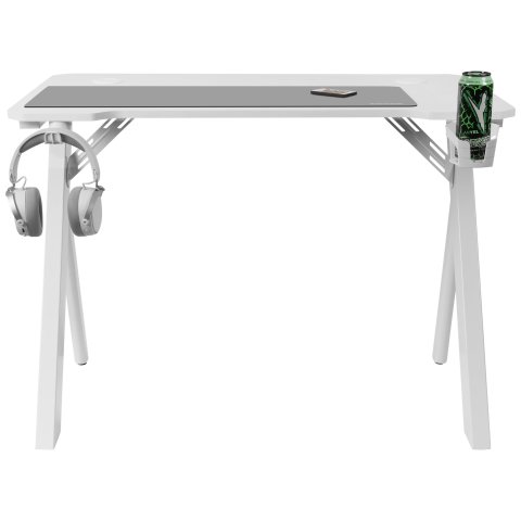 Mesa Mars Gaming Mgd Rgb Blanca Chasis Acero Tablero 100x60cm Altura 74cm Iluminacion Rgb