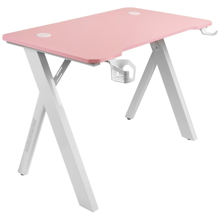 Mesa Mars Gaming Mgd Rgb Blanca Con Tablero Rosa Chasis Acero Tablero 100x60cm Altura 74cm Rgb