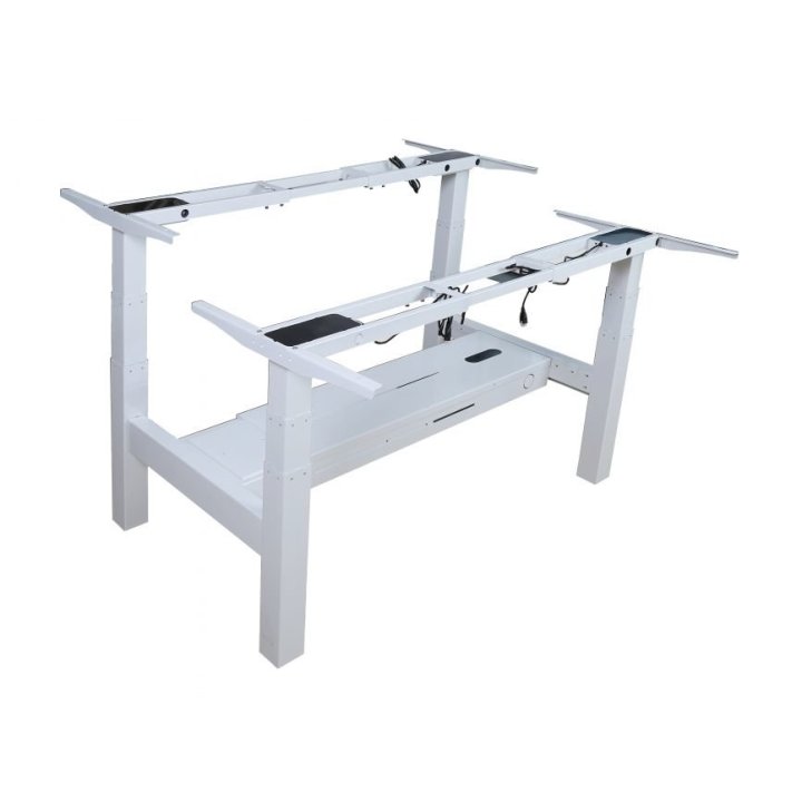 Mesa Electrica Ergonomica Doble "cara A Cara" Altura Regulable Sin Tablero Color Estructura Gris Control Tactil Altura Desde 