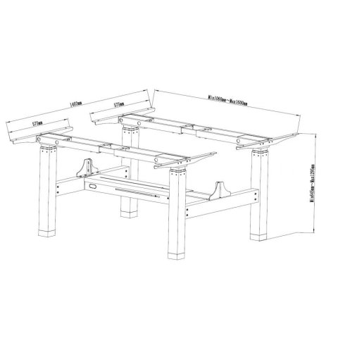 Mesa Electrica Ergonomica Doble "cara A Cara" Altura Regulable Sin Tablero Color Estructura Gris Control Tactil Altura Desde 