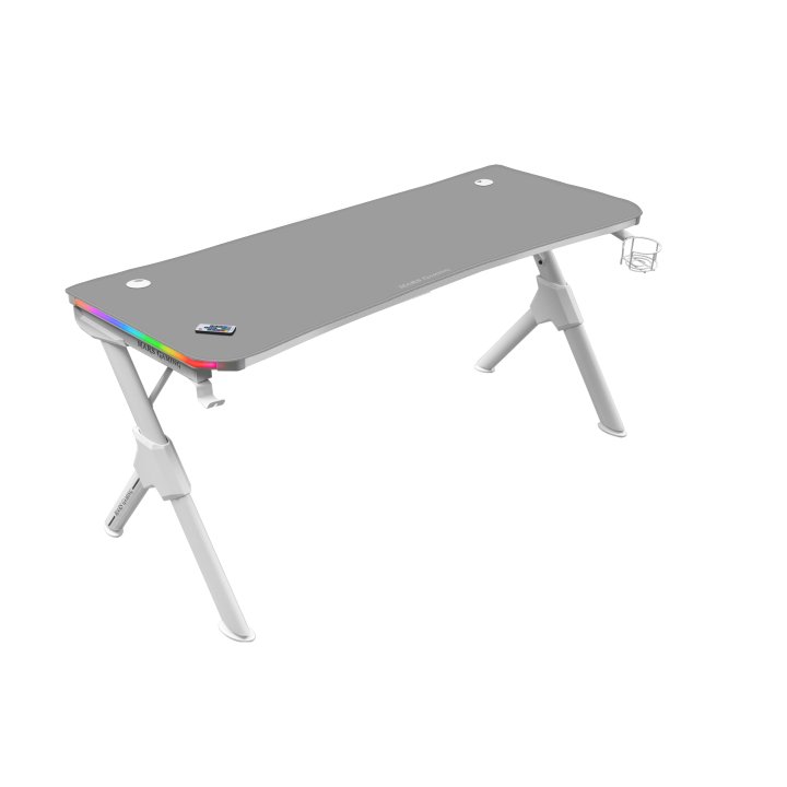 Mesa Mars Gaming Mgd Rgb 140 White Chasis De Acero Tablero 140x60cm Altura 75cm Alfombrilla Nanotextil Con Guias Y Soportes