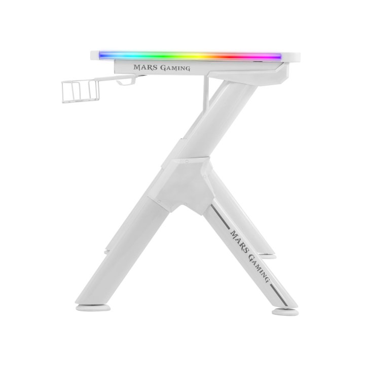 Mesa Mars Gaming Mgd Rgb 140 White Chasis De Acero Tablero 140x60cm Altura 75cm Alfombrilla Nanotextil Con Guias Y Soportes