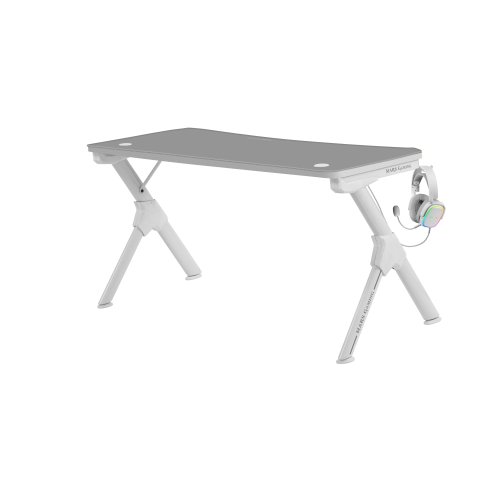 Mesa Mars Gaming Mgd 140 White Chasis De Acero Tablero 140x60cm Altura 75cm Alfombrilla Nanotextil Con Guias Y Soportes