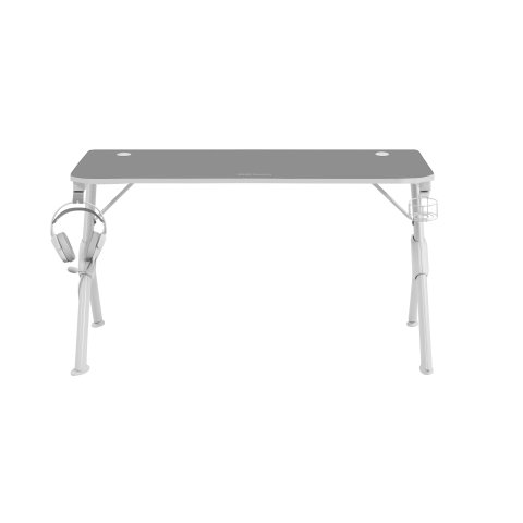 Mesa Mars Gaming Mgd 140 White Chasis De Acero Tablero 140x60cm Altura 75cm Alfombrilla Nanotextil Con Guias Y Soportes