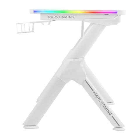 Mesa Mars Gaming Mgd Rgb Xl White Chasis De Acero Tablero 160x60cm Altura 74cm Con Diseño De Fibra De Carbono Iluminacion 3d 