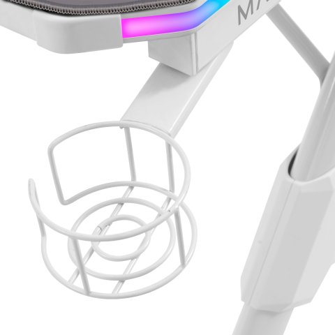 Mesa Mars Gaming Mgd Rgb Xl White Chasis De Acero Tablero 160x60cm Altura 74cm Con Diseño De Fibra De Carbono Iluminacion 3d 