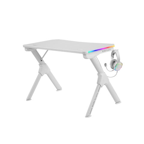Mesa Mars Gaming Mgd Rgb White Chasis De Acero Tablero 110x60cm Altura 74cm Con Diseño De Fibra De Carbono Iluminacion 3d Arg